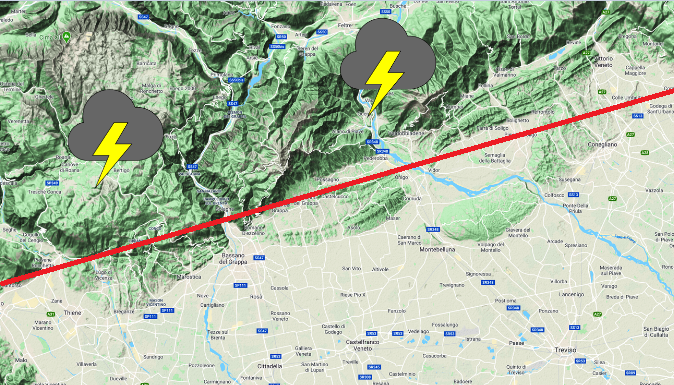 PROBABILI ZONE COLPITE ORARIO 21.30-22.30